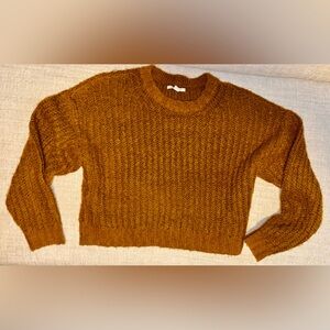 American Eagle Cozy Autumn Rust Orange Crop Sweater Chunky Knit Crewneck Medium